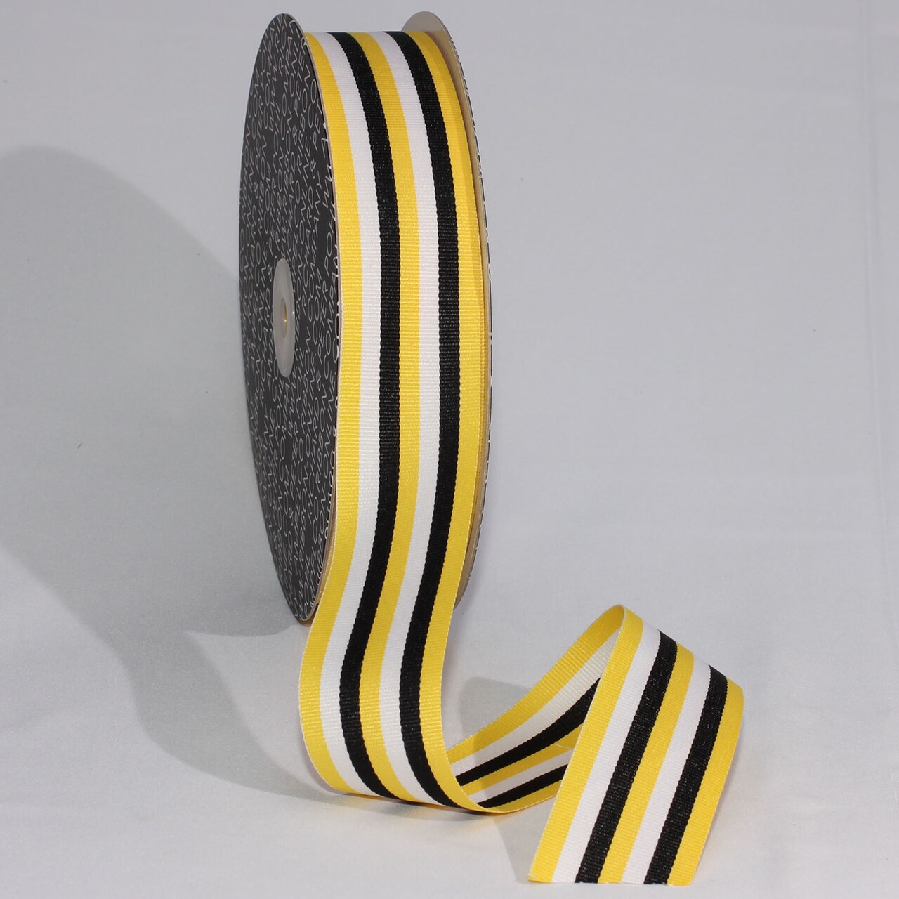 The Ribbon People Yellow and Black Striped Woven Grosgrain Craft Ribbon 1.5" x 55 Yards